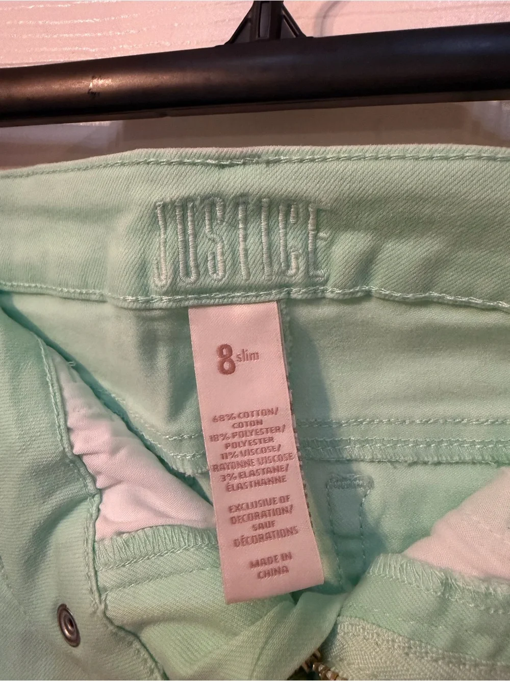Justice Girls Mint Frayed Denim Shorts